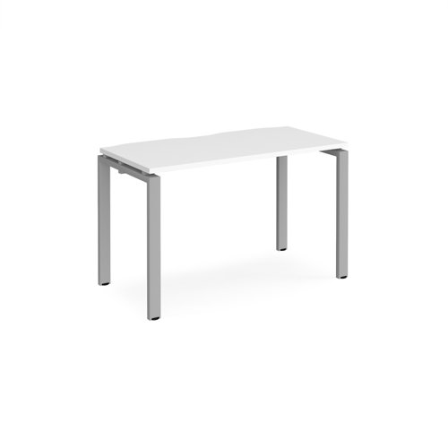 Adapt single desk 1200mm x 600mm - silver frame, white top
