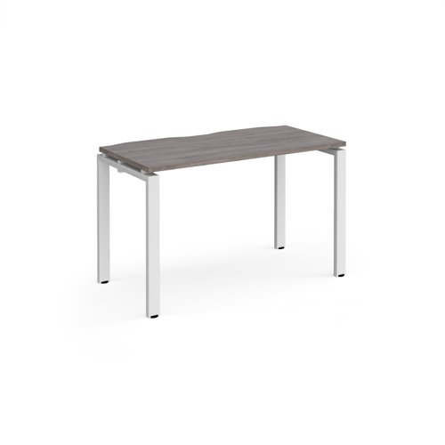Adapt starter unit single 1200mm x 600mm - white frame, grey oak top E126-SB-WH-GO Buy online at Office 5Star or contact us Tel 01594 810081 for assistance
