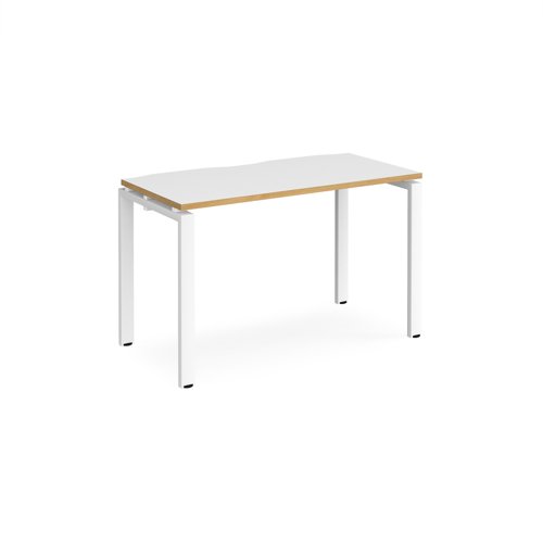 Adapt starter unit single 1200mm x 600mm - white frame, white top with oak edging E126-SB-WH-WO Buy online at Office 5Star or contact us Tel 01594 810081 for assistance