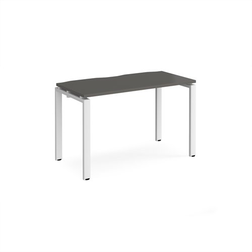 Adapt single desk 1200mm x 600mm - white frame, storm grey top
