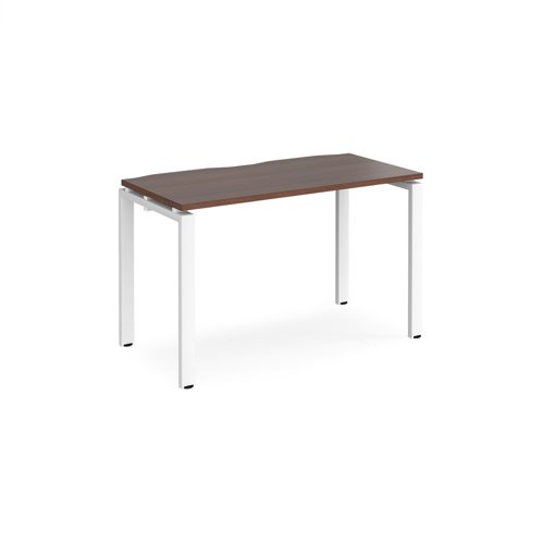 Adapt single desk 1200mm x 600mm - white frame, walnut top