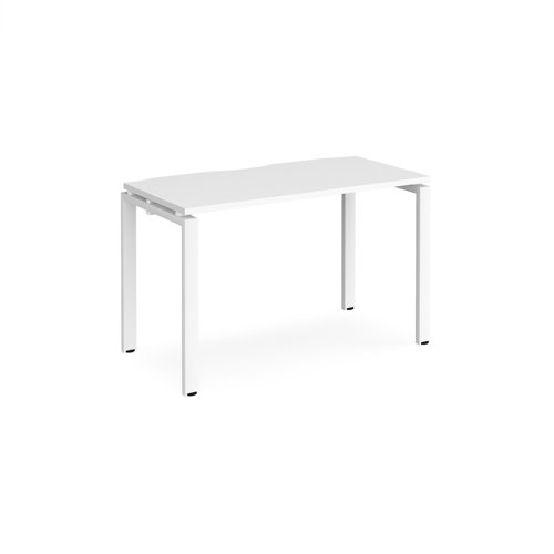 E126-WH-WH Adapt single desk 1200mm x 600mm - white frame, white top