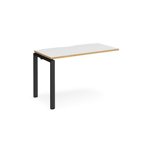 Adapt II add on unit single 1200mm x 600mm - black frame, white top with oak edging