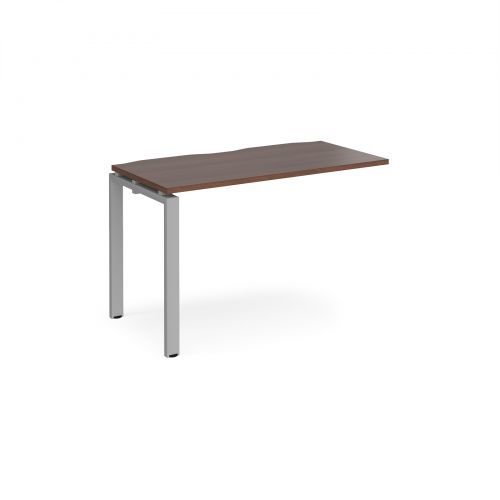 Adapt II add on unit single 1200mm x 600mm - silver frame, walnut top