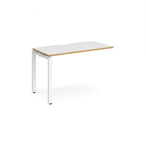 Adapt II add on unit single 1200mm x 600mm - white frame, white top with oak edging