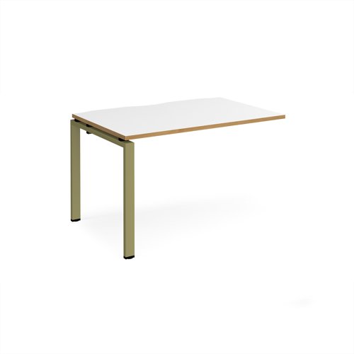 Adapt add on unit single 1200mm x 800mm - green frame, white top, oak edge