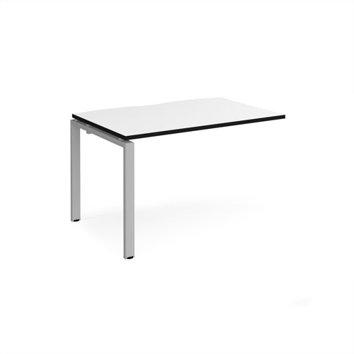 Adapt add on unit single 1200mm x 800mm - silver frame, white top, black edge