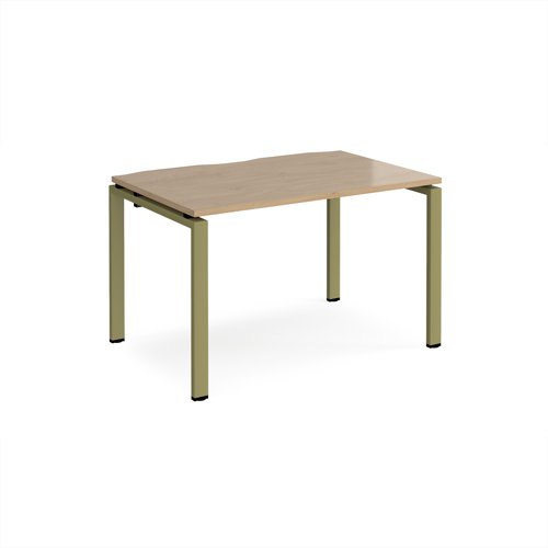 Adapt single desk 1200mm x 800mm - green frame, kendal oak top