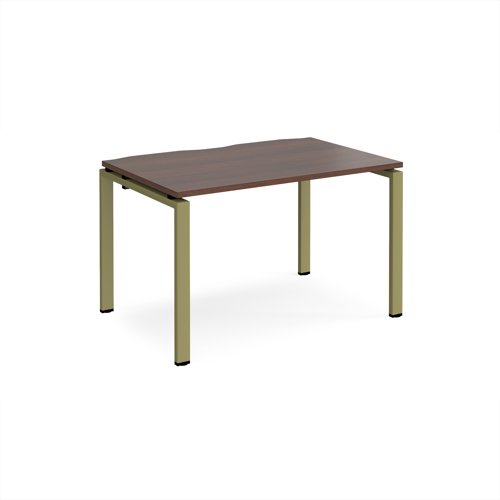 Adapt single desk 1200mm x 800mm - green frame, walnut top