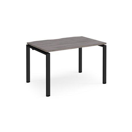 Adapt single desk 1200mm x 800mm - black frame, grey oak top