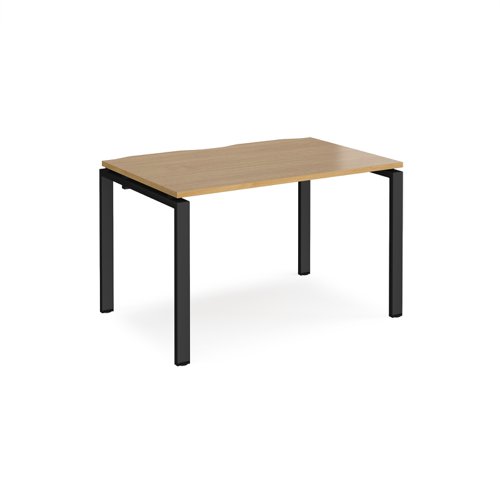 Adapt single desk 1200mm x 800mm - black frame, oak top