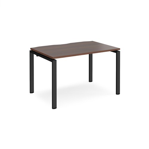Adapt single desk 1200mm x 800mm - black frame, walnut top