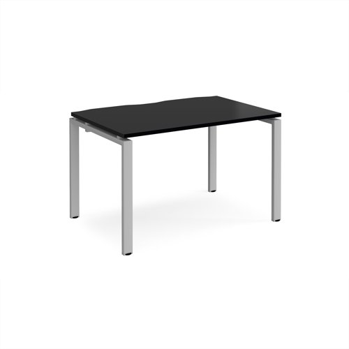 Adapt single desk 1200mm x 800mm - silver frame, black top