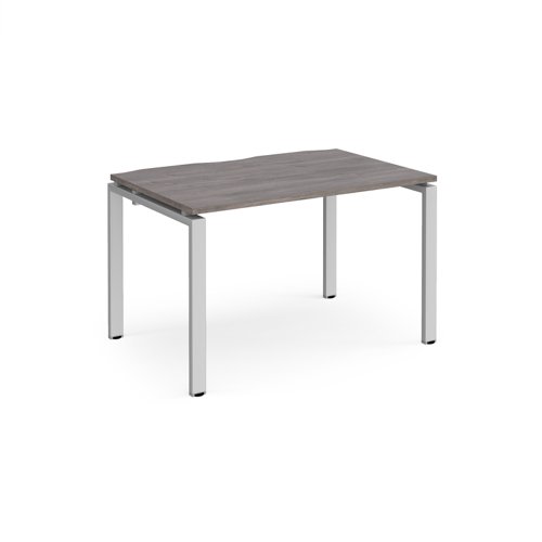 Adapt single desk 1200mm x 800mm - silver frame, grey oak top