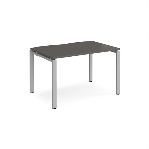 Adapt single desk 1200mm x 800mm - silver frame, storm grey top