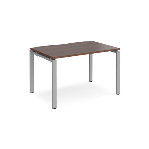 Adapt single desk 1200mm x 800mm - silver frame, walnut top