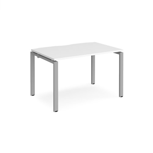 Adapt single desk 1200mm x 800mm - silver frame, white top