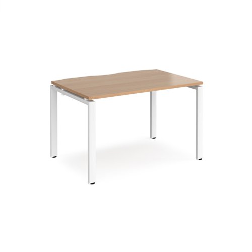 Adapt single desk 1200mm x 800mm - white frame, beech top