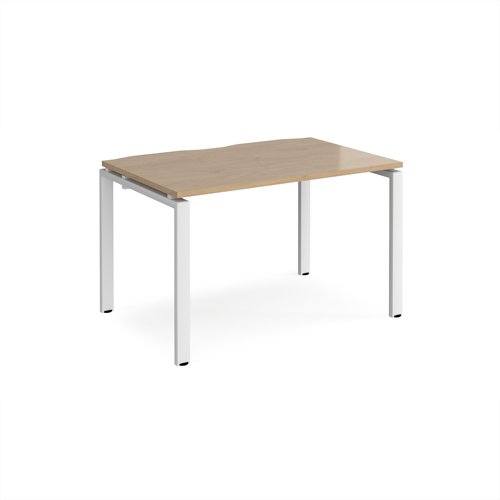 Adapt single desk 1200mm x 800mm - white frame, kendal oak top
