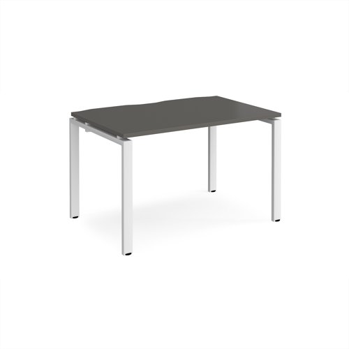 Adapt single desk 1200mm x 800mm - white frame, storm grey top