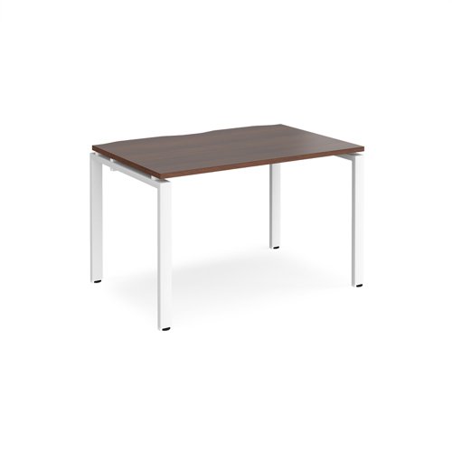 Adapt single desk 1200mm x 800mm - white frame, walnut top