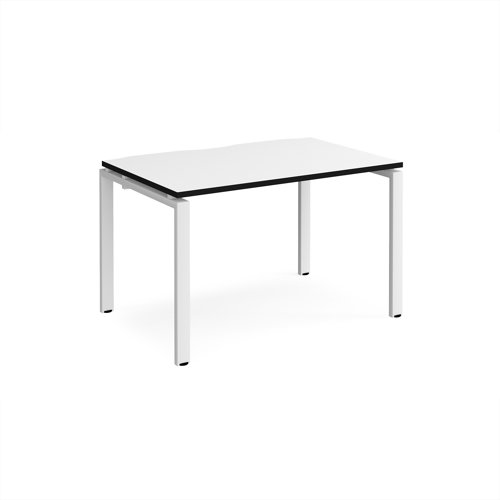 Adapt single desk 1200mm x 800mm - white frame, white top, black edge
