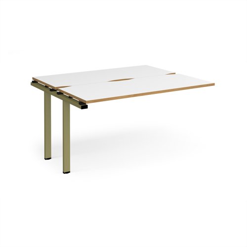 Adapt add on unit single 1400mm x 1200mm - green frame, white top, oak edge