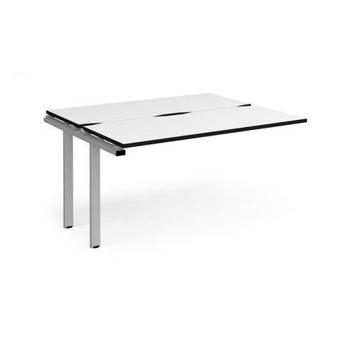 Adapt add on unit single 1400mm x 1200mm - silver frame, white top, black edge