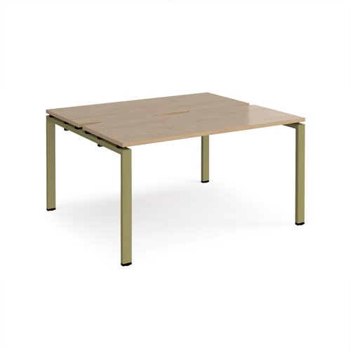 Adapt back to back desks 1400mm x 1200mm - green frame, kendal oak top
