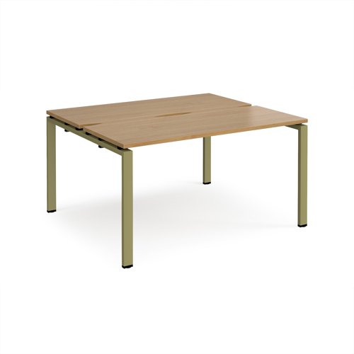Adapt back to back desks 1400mm x 1200mm - green frame, oak top