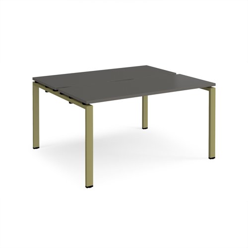 Adapt back to back desks 1400mm x 1200mm - green frame, storm grey top