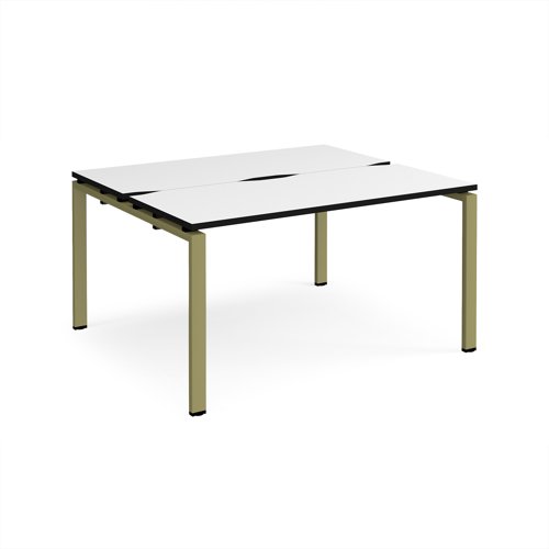 Adapt back to back desks 1400mm x 1200mm - green frame, white top, black edge