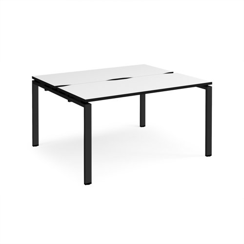 Adapt back to back desks 1400mm x 1200mm - black frame, white top, black edge