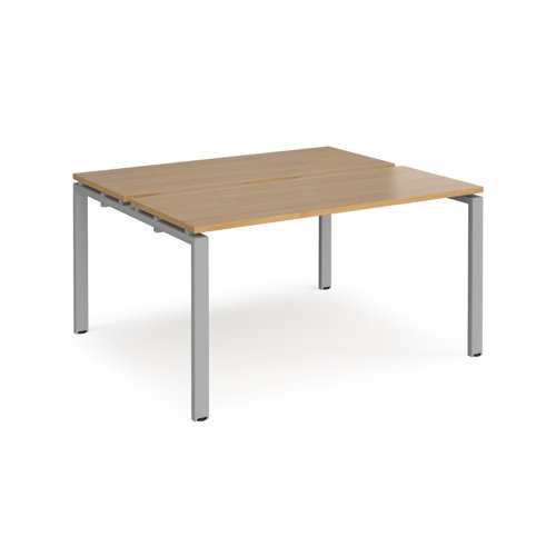 Adapt back to back desks 1400mm x 1200mm - silver frame, oak top