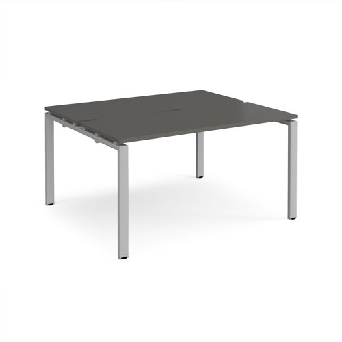 Adapt back to back desks 1400mm x 1200mm - silver frame, storm grey top