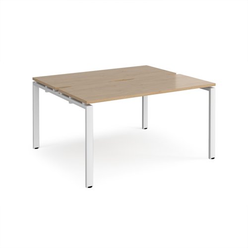 Adapt back to back desks 1400mm x 1200mm - white frame, kendal oak top