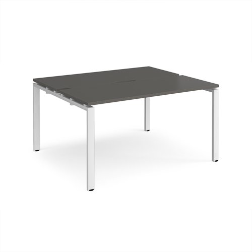 Adapt back to back desks 1400mm x 1200mm - white frame, storm grey top