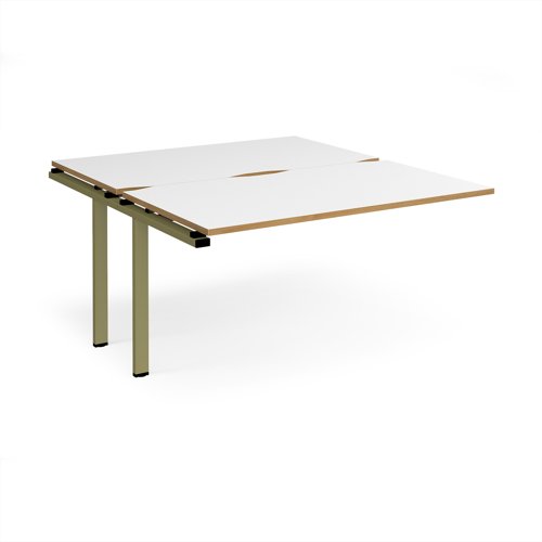 Adapt add on unit single 1400mm x 1600mm - green frame, white top, oak edge