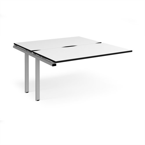 Adapt add on unit single 1400mm x 1600mm - silver frame, white top, black edge
