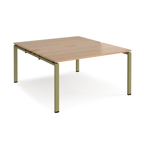 Adapt back to back desks 1400mm x 1600mm - green frame, beech top