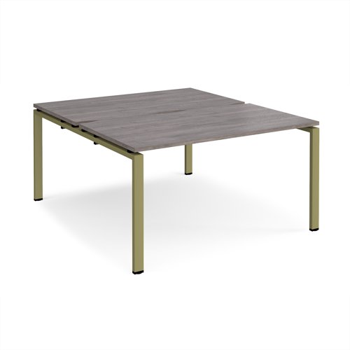 Adapt back to back desks 1400mm x 1600mm - green frame, grey oak top