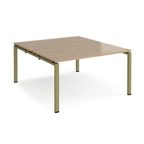 Adapt back to back desks 1400mm x 1600mm - green frame, kendal oak top