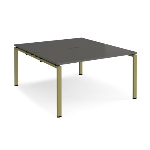 Adapt back to back desks 1400mm x 1600mm - green frame, storm grey top