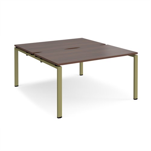 Adapt back to back desks 1400mm x 1600mm - green frame, walnut top
