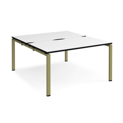 Adapt back to back desks 1400mm x 1600mm - green frame, white top, black edge
