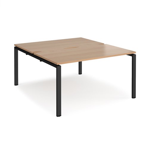 Adapt back to back desks 1400mm x 1600mm - black frame, beech top E1416-K-B Buy online at Office 5Star or contact us Tel 01594 810081 for assistance