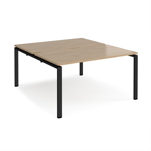 Adapt back to back desks 1400mm x 1600mm - black frame, kendal oak top