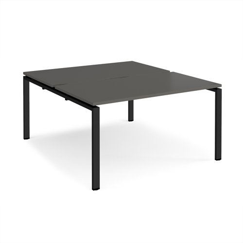 Adapt back to back desks 1400mm x 1600mm - black frame, storm grey top