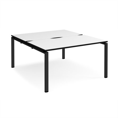 Adapt back to back desks 1400mm x 1600mm - black frame, white top, black edge