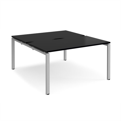 Adapt back to back desks 1400mm x 1600mm - silver frame, black top